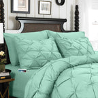8-Piece Pintuck Pinch Pleated Comforter Set - Includes 4-Piece Sheet Set with Double Sided Storage Pockets