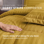 8-Piece Dobby Stripe Comforter Set - Includes 4-Piece Sheet Set with Double Sided Storage Pockets