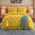 8-Piece Pintuck Pinch Pleated Comforter Set - Includes 4-Piece Sheet Set with Double Sided Storage Pockets