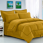 8-Piece Dobby Stripe Comforter Set - Includes 4-Piece Sheet Set with Double Sided Storage Pockets