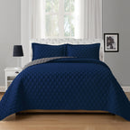 3-Piece Diamond Quilted Reversible Bedspread Coverlet Set