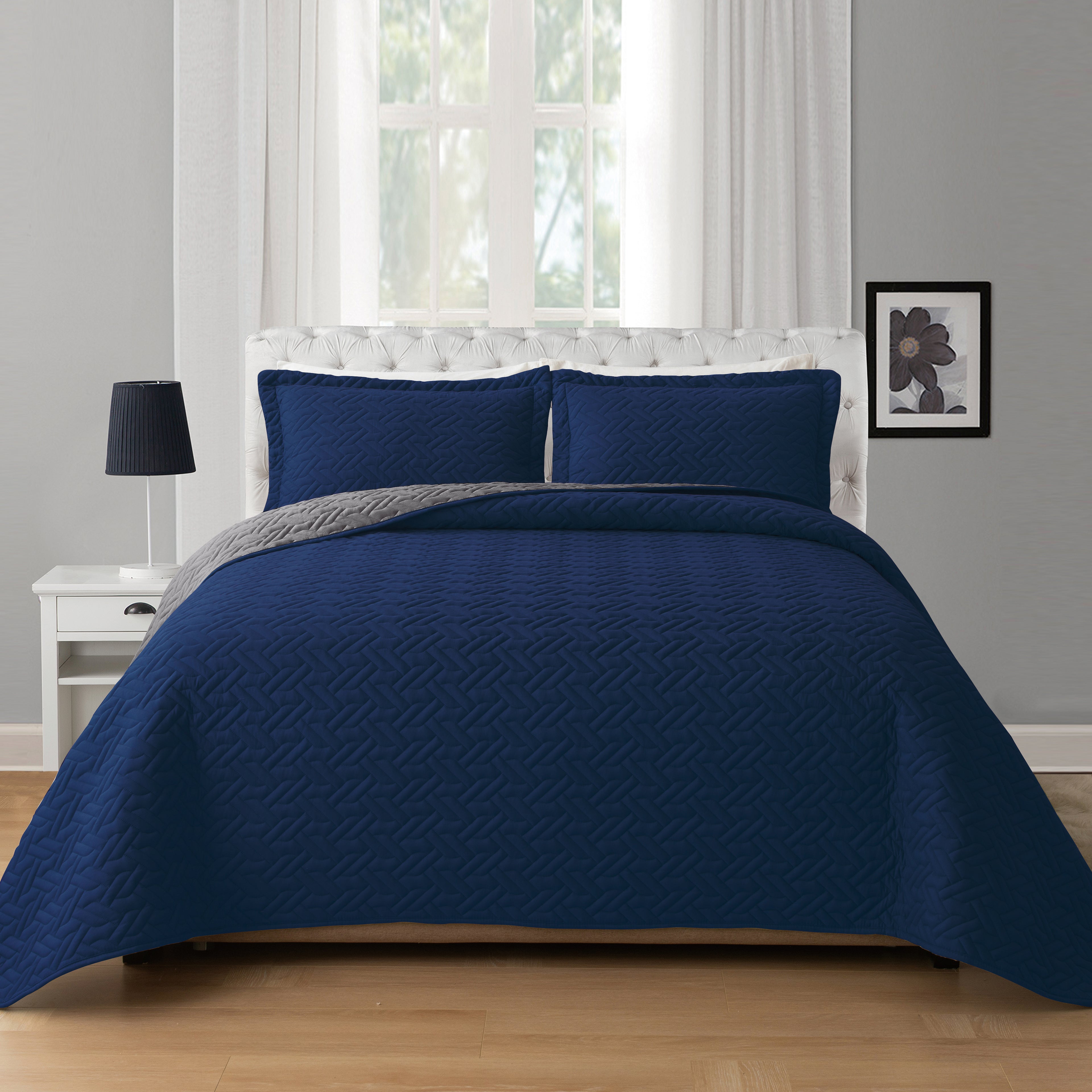 3-Piece Majestic Quilted Reversible Bedspread Coverlet Set