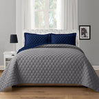 3-Piece Diamond Quilted Reversible Bedspread Coverlet Set