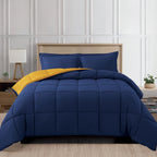 Reversible 3-Piece Box Stitched Comforter & Shams - Duvet Insert with 4 Corner Tabs