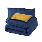 Reversible 3-Piece Box Stitched Comforter & Shams - Duvet Insert with 4 Corner Tabs