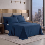 Extra deep 18-24 Inch Pocket 3 Line Embroidery, 6-Piece Sheet Set, Moody Shades