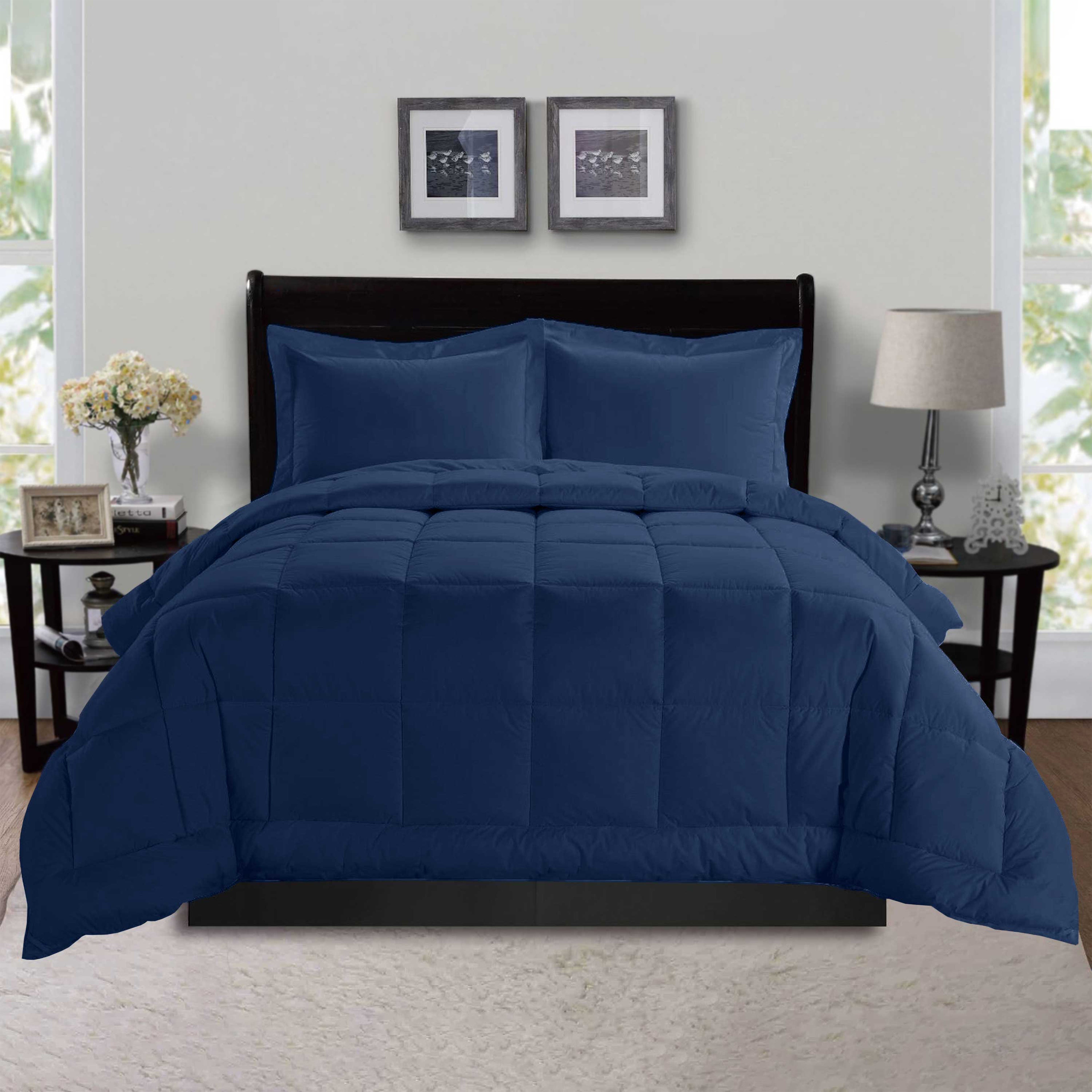3-Piece Solid Box Stitched Comforter & Shams - Double-Filled Comforter