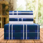 6-Piece Plaid Pattern Bed Sheet Set - Soft as a Hotel Premium Quality