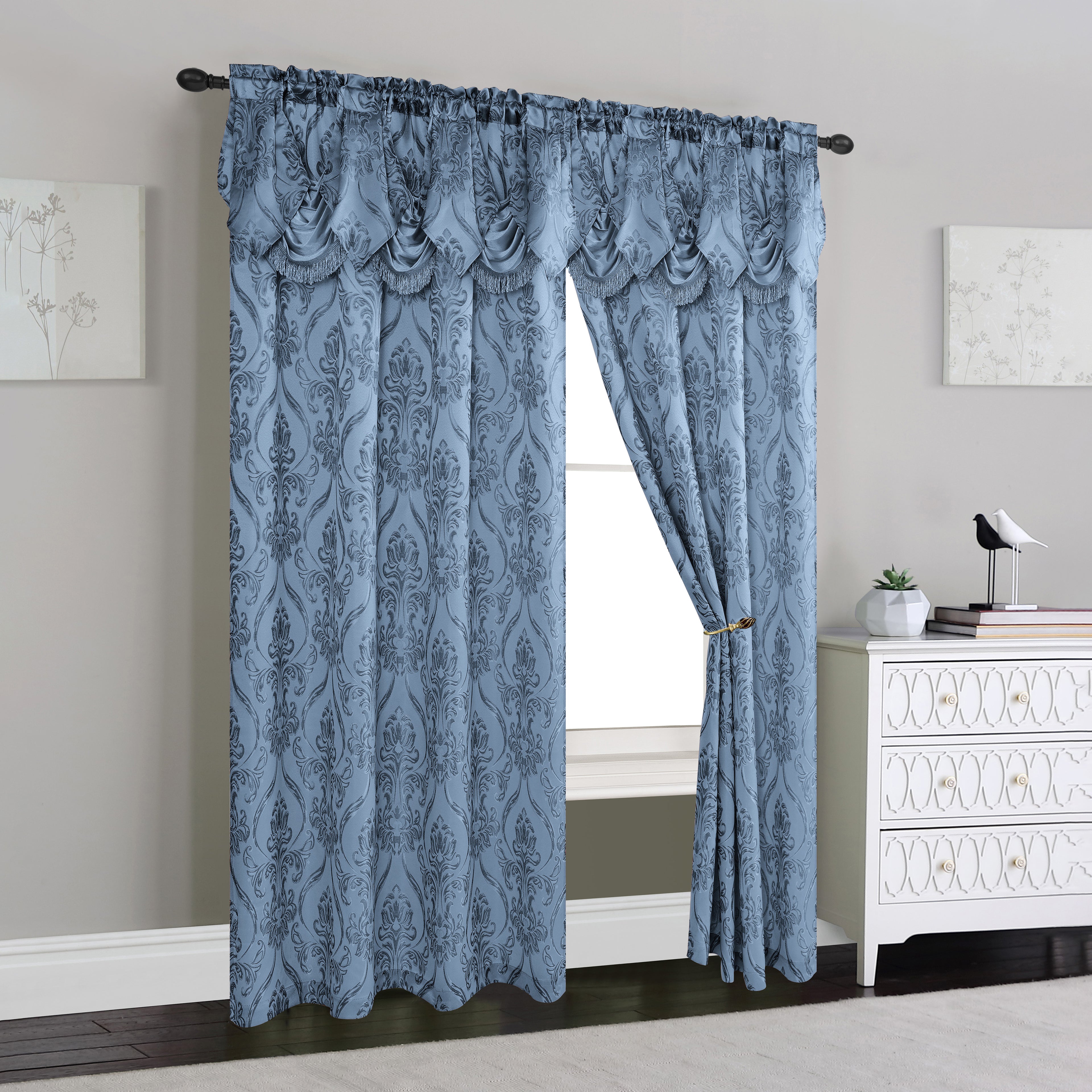 Set of 2 Penelope Jacquard Look Curtain Panels - 54" W x 84" L