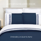 3-Piece Greek Embroidered Duvet Cover Set