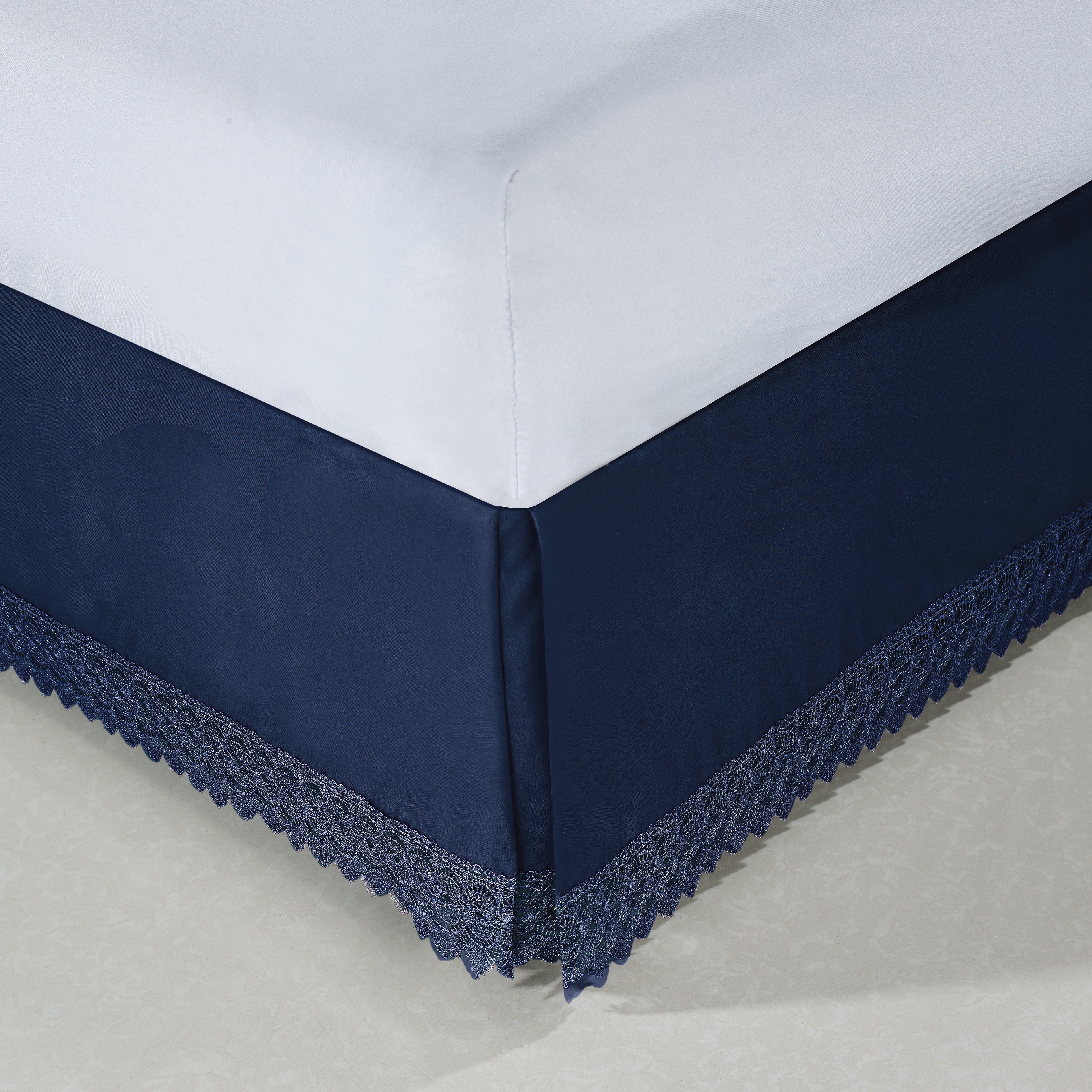 1-Piece Lace Fringe Bed Skirt - 15 inch Drop - Elevate your Bed