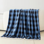 Buffalo Plaid Flannel Fleece Sherpa Throw Blanket