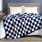 50" x 70"  Ultra Soft Checkered Knitted Throw Blanket