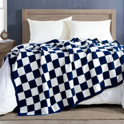 Elegant Comfort 50" x 70"  Ultra Soft Checkered Knitted Throw Blanket
