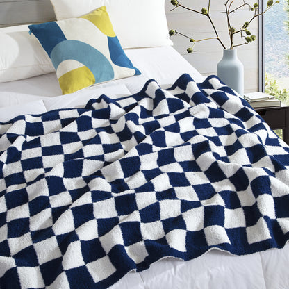 Elegant Comfort 50" x 70"  Ultra Soft Checkered Knitted Throw Blanket