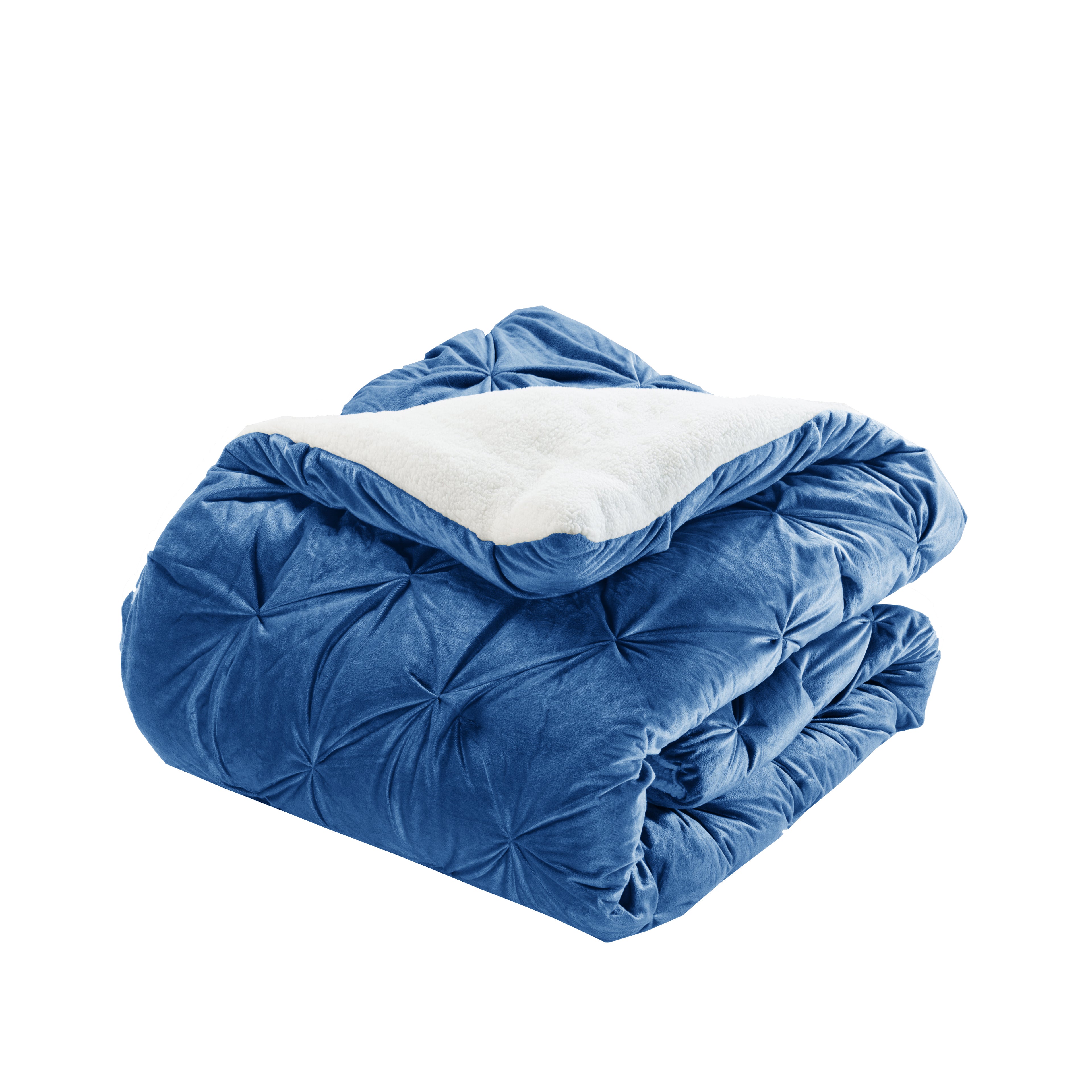 3-Piece Pinch Pleated Micro-Suede Reversible Sherpa - Comforter Set