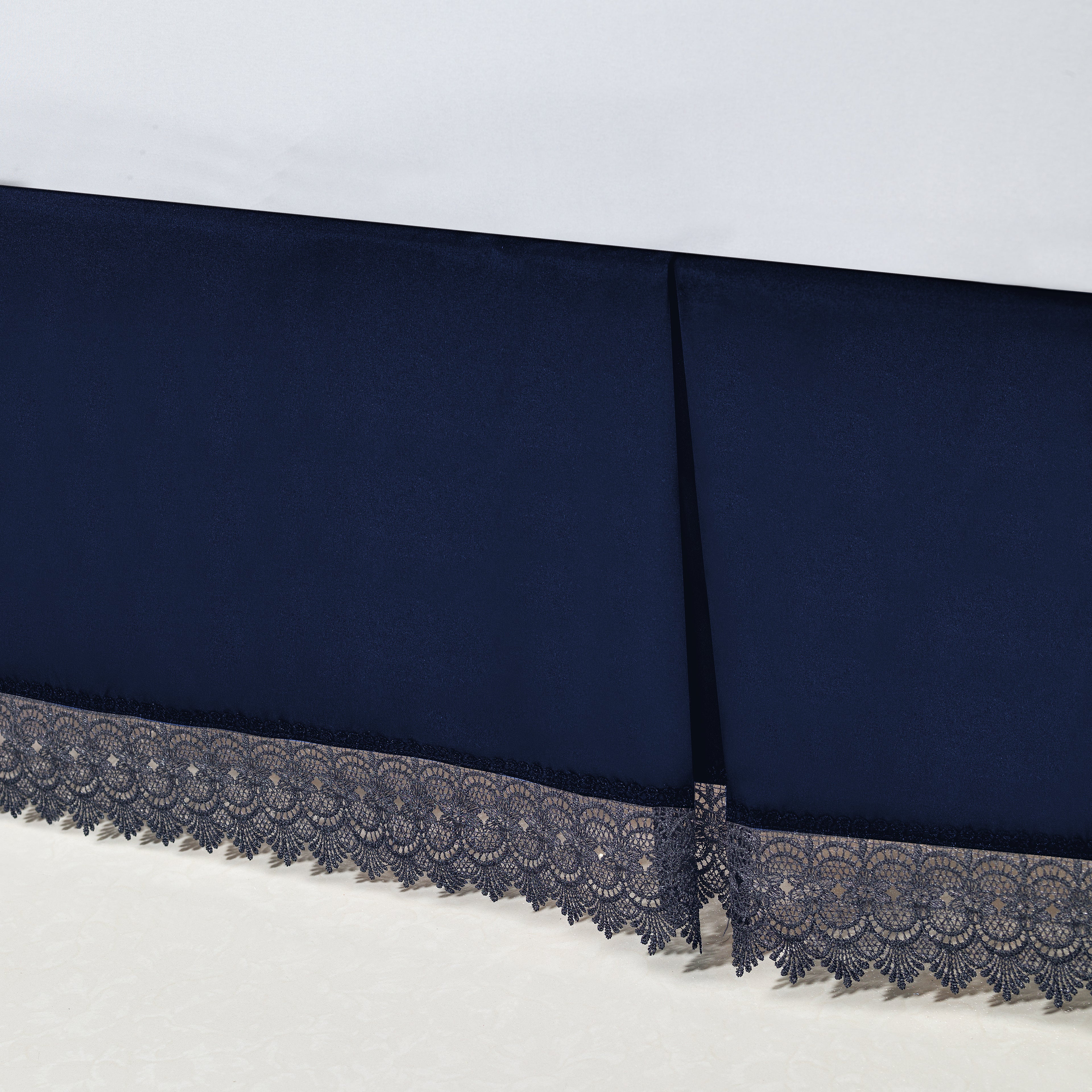 1-Piece Lace Fringe Bed Skirt - 15 inch Drop - Elevate your Bed