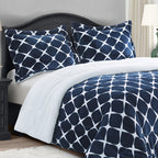 3-Piece Micro-Suede Reversible Sherpa - Bloomingdale Pattern Comforter Set
