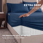 Extra deep 18-24 Inch Pocket 3 Line Embroidery, 6-Piece Sheet Set, Moody Shades