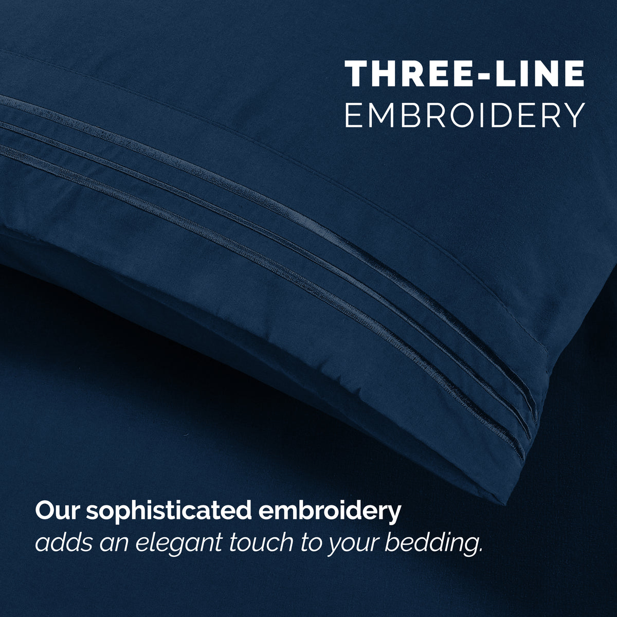 Extra deep 18-24 Inch Pocket 3 Line Embroidery, 6-Piece Sheet Set, Moody Shades