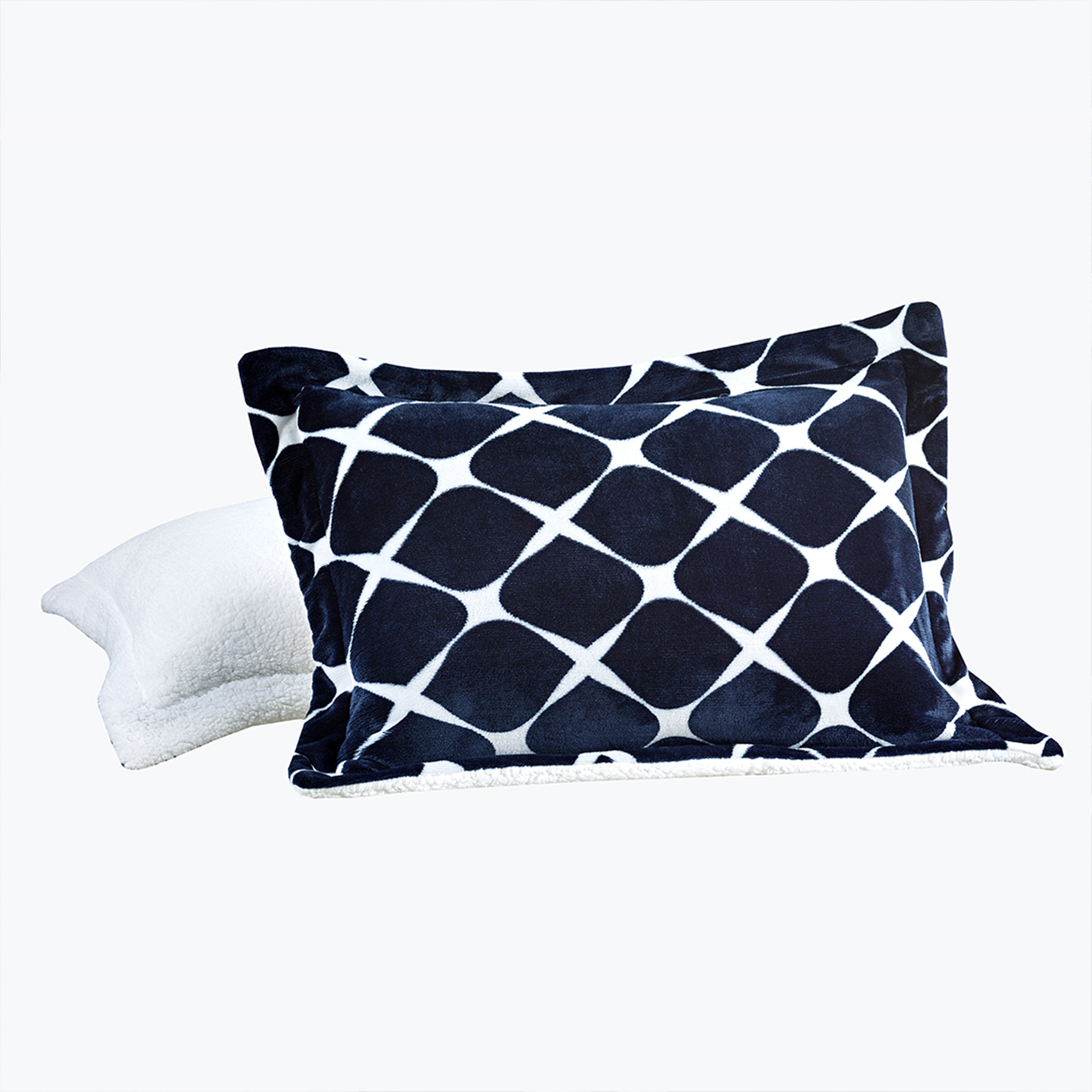3-Piece Micro-Suede Reversible Sherpa - Bloomingdale Pattern Comforter Set