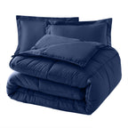 3-Piece Solid Box Stitched Comforter & Shams - Double-Filled Comforter