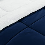 3-Piece Stripe Micro-Suede Reversible Sherpa - Comforter Set