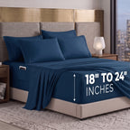 Extra deep 18-24 Inch Pocket 3 Line Embroidery, 6-Piece Sheet Set, Moody Shades