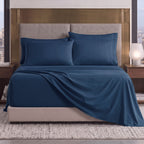 Extra deep 18-24 Inch Pocket 3 Line Embroidery, 6-Piece Sheet Set, Moody Shades