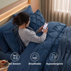 8-Piece Pintuck Pinch Pleated Comforter Set - Includes 4-Piece Sheet Set with Double Sided Storage Pockets