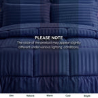 8-Piece Dobby Stripe Comforter Set - Includes 4-Piece Sheet Set with Double Sided Storage Pockets