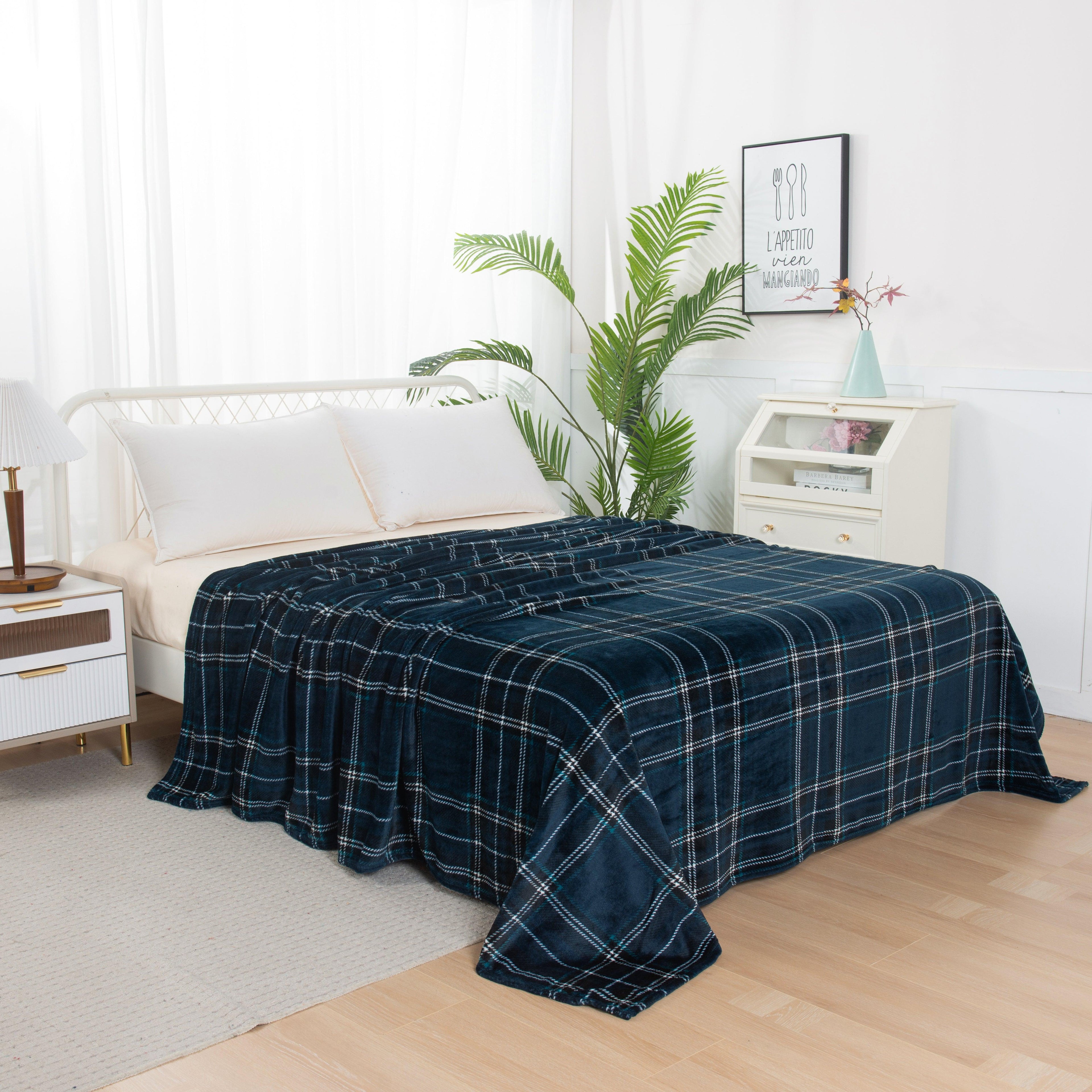 Plaid Printed Velvet Plush Fleece Blanket Plaid Design