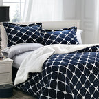 3-Piece Micro-Suede Reversible Sherpa - Bloomingdale Pattern Comforter Set