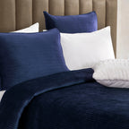 3-Piece Velvet Corduroy Stripe Quilted Bedspread Coverlet Set