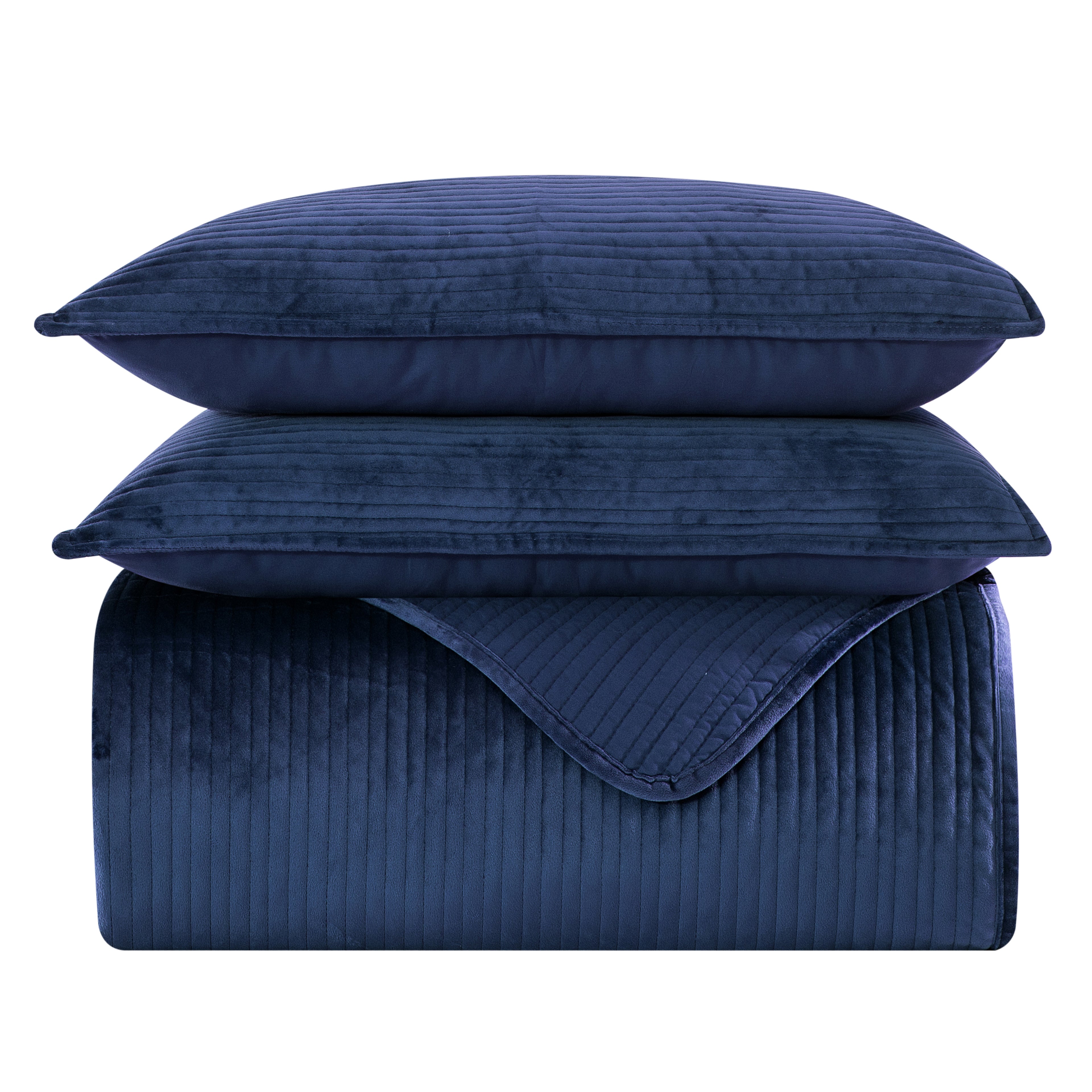 3-Piece Velvet Corduroy Stripe Quilted Bedspread Coverlet Set