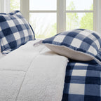 3-Piece Buffalo Micro-Suede Reversible Sherpa - Lodge-Plaid Pattern Comforter Set