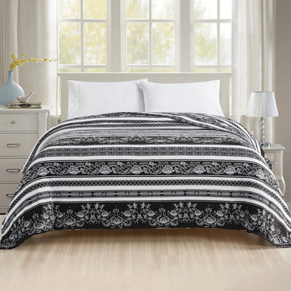 Elegant Comfort Printed Bed or Oversized Couch Blanket - Lightweight for All Season Warmth