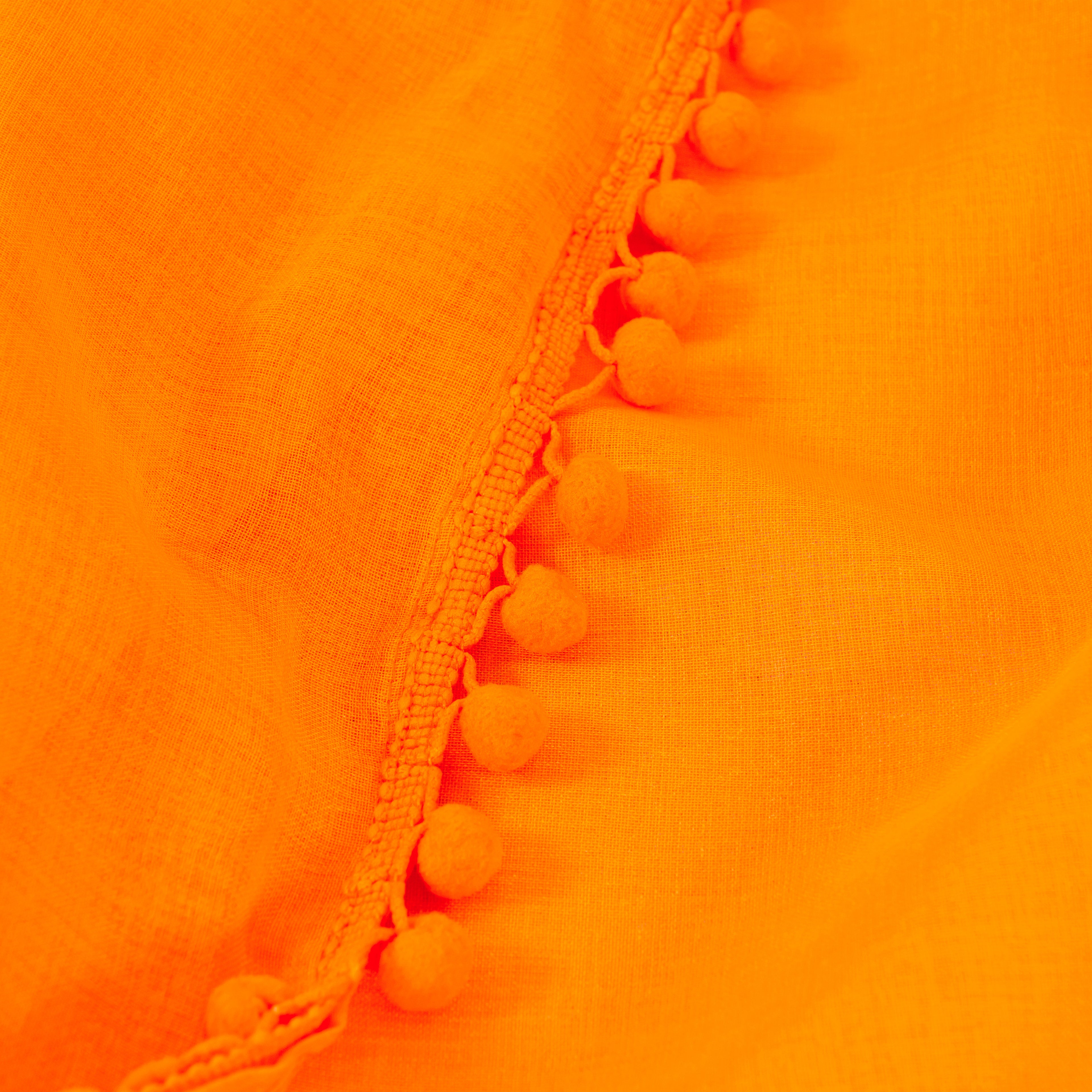 Set of 2 Pom Pom Tasseled Sheer Curtain - Rod Pocket