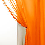 Set of 2 Pom Pom Tasseled Sheer Curtain - Rod Pocket