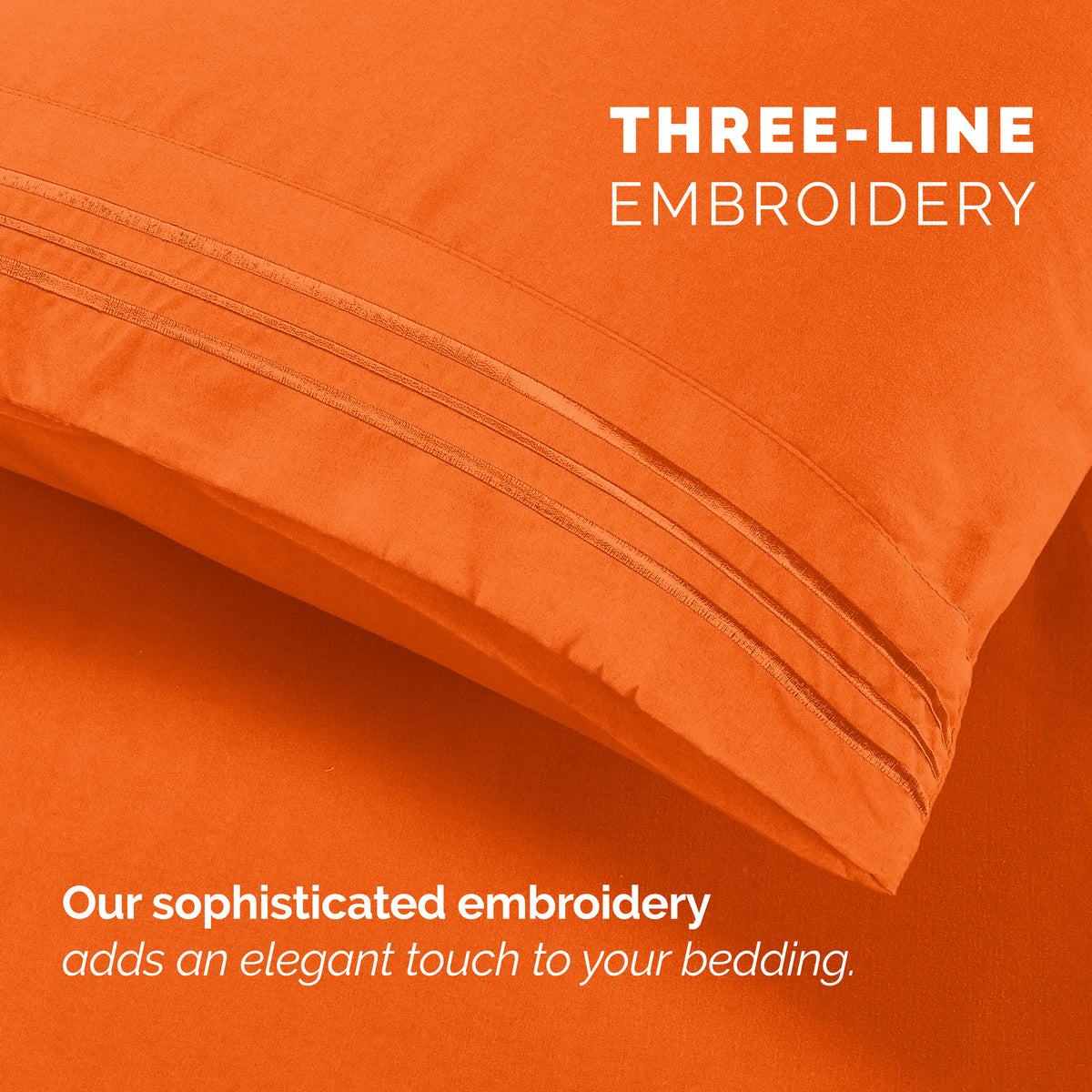 Extra deep Pocket 3 Line Embroidery, 6-Piece Sheet Set