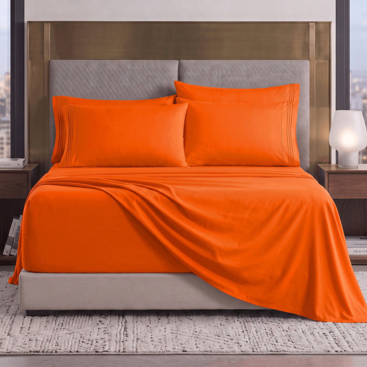 Extra deep Pocket 3 Line Embroidery, 6-Piece Sheet Set