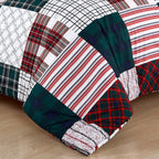 8-Piece Lodge Plaid and Patch Reversible Comforter Set - Includes 4-Piece Sheet Set with Double Sided Storage Pockets