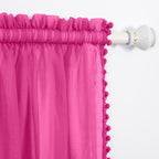 Set of 2 Pom Pom Tasseled Sheer Curtain - Rod Pocket