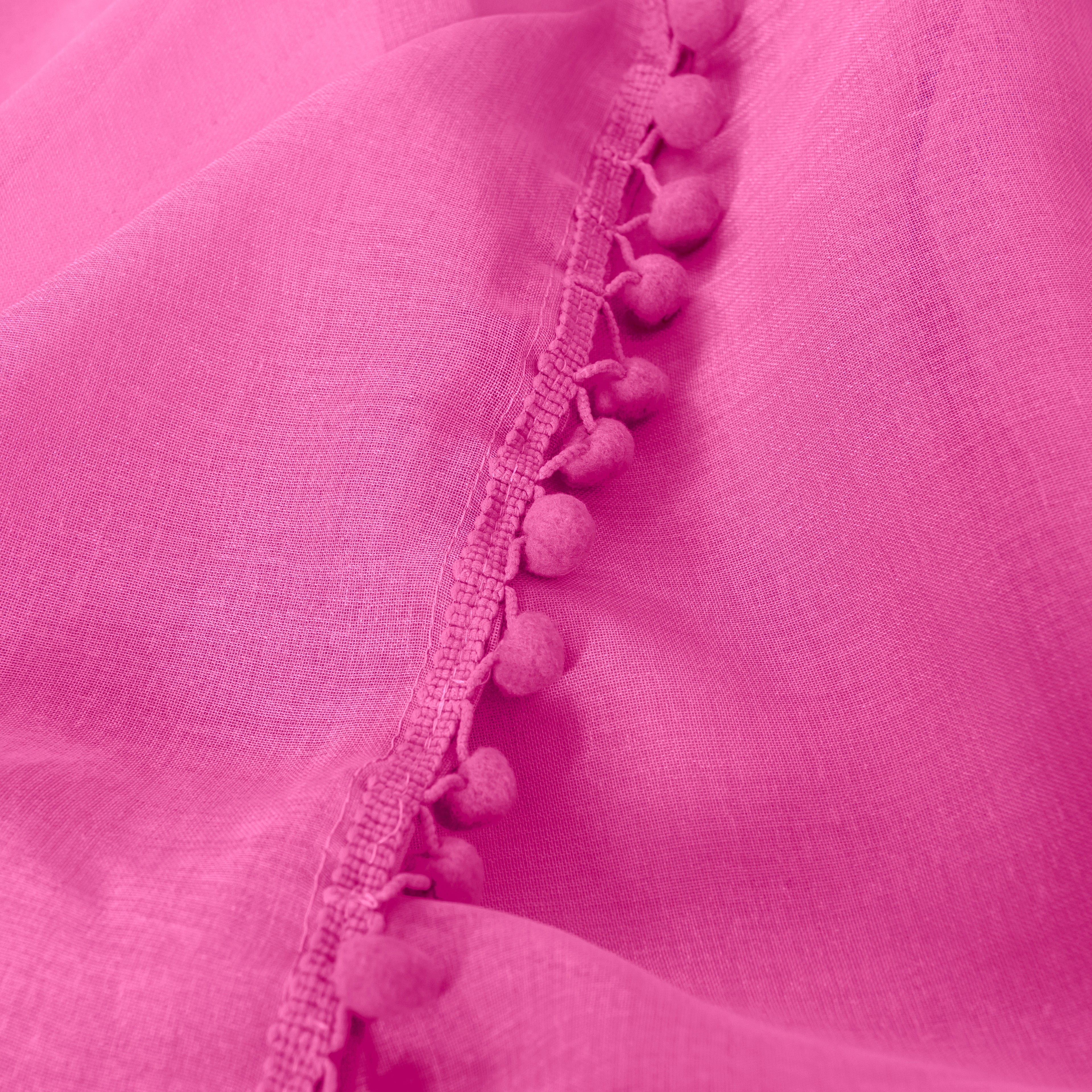 Set of 2 Pom Pom Tasseled Sheer Curtain - Rod Pocket