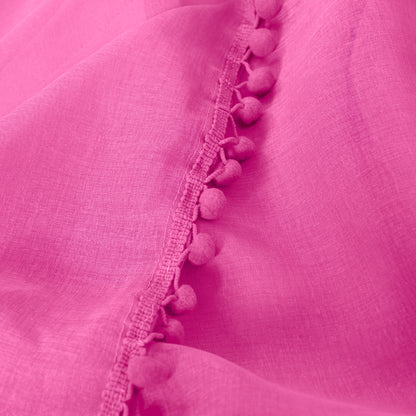Elegant Comfort Set of 2 Pom Pom Tasseled Sheer Curtain - Rod Pocket
