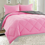 3-Piece Reversible Diamond Stitched Comforter & Shams