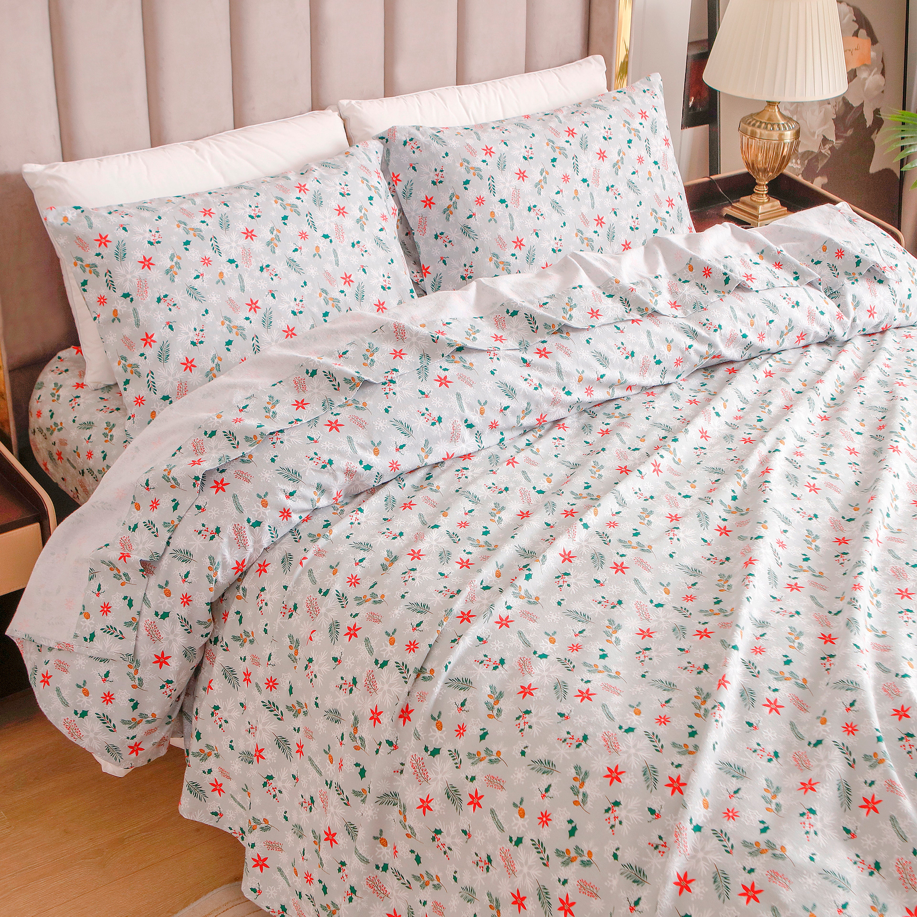 4-Piece Holiday Cotton Flannel Sheet Set - 100% Turkish Cotton