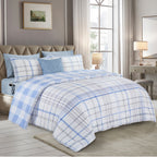8-Piece Lodge Plaid and Patch Reversible Comforter Set - Includes 4-Piece Sheet Set with Double Sided Storage Pockets