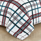 8-Piece Lodge Plaid and Patch Reversible Comforter Set - Includes 4-Piece Sheet Set with Double Sided Storage Pockets