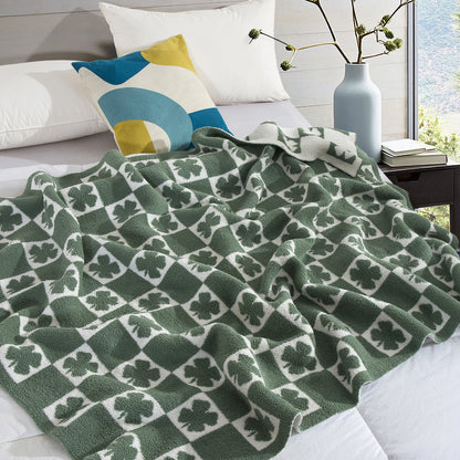 Elegant Comfort 50" x 70"  Ultra Soft Checkered Knitted Throw Blanket